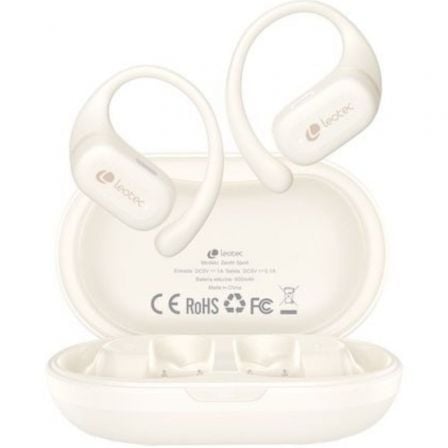 Auriculares deportivos bluetooth leotec open air zenith sport con estuche de carga/ autonomía 6.5h/ beige