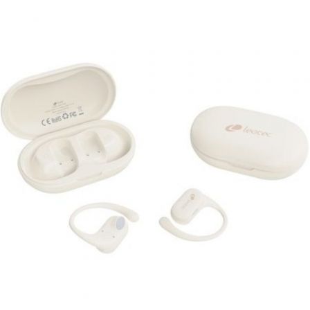 Auriculares deportivos bluetooth leotec open air zenith sport con estuche de carga/ autonomía 6.5h/ beige