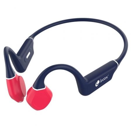 Auriculares inalámbricos deportivos de conducción ósea leotec osea kuri/ con micrófono/ bluetooth/ azules y rojos