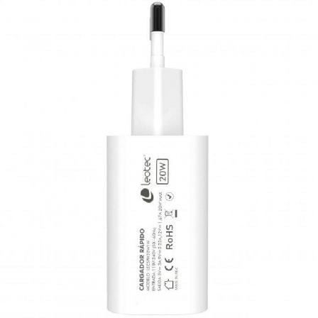 Cargador de pared leotec lecsph20w1w/ 1xusb tipo-c/ 20w