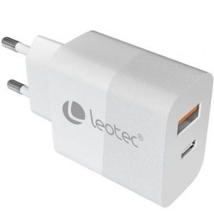 Cargador de pared gan leotec lecsph30w2w/ 1xusb tipo-c/ 1xusb/ 30w