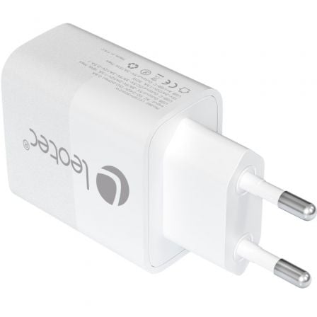Cargador de pared gan leotec lecsph30w2w/ 1xusb tipo-c/ 1xusb/ 30w