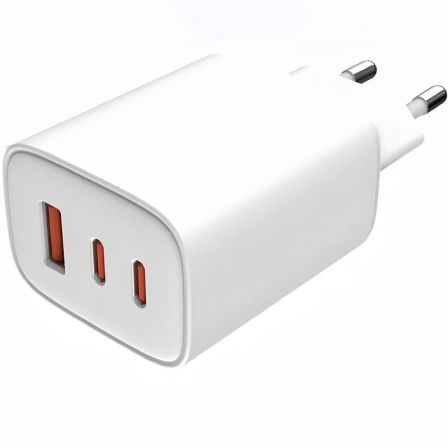 Cargador de Pared GaN Leotec LECSPH65W3W2/ 2xUSB Tipo-C/ 1xUSB/ 65W