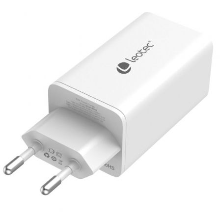 Cargador de Pared GaN Leotec LECSPH65W3W/ 2xUSB Tipo-C/ 1xUSB/ 65W