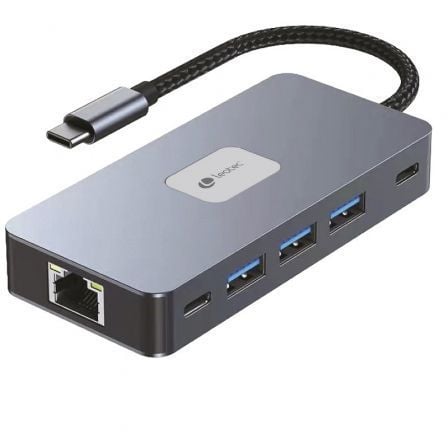 Docking usb tipo-c leotec leds02/ 3xusb/ 1xusb tipo-c/ 1xusb tipo-c pd/ 2xhdmi 4k/ 1xrj45/ 1xlector tarjetas sd y microsd/ gris