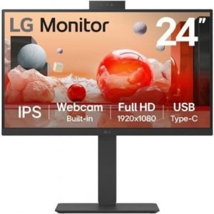 Monitor profesional lg 24ba850-b 23.8"/ full hd/ webcam/ multimedia/ negro