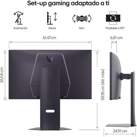 Monitor gaming lg ultragear 27g850a-b 27"/ 4k/ 1ms/ 240hz/ ips/ regulable en altura/ morado grisáceo