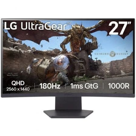 Monitor gaming curvo lg ultragear 27gs60qc-b 27"/ qhd/ 1ms/ 180hz/ va/ negro