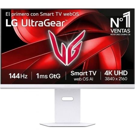 Smart monitor gaming lg ultragear 32g810sa-w 32"/ 4k/ multimedia/ 1ms/ 144hz/ ips/ regulable en altura/ smart tv/ blanco