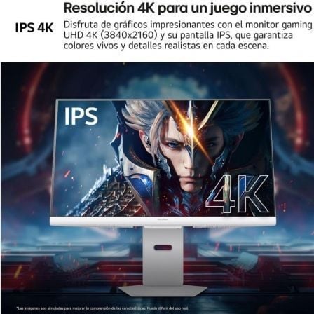 Smart monitor gaming lg ultragear 32g810sa-w 32"/ 4k/ multimedia/ 1ms/ 144hz/ ips/ regulable en altura/ smart tv/ blanco