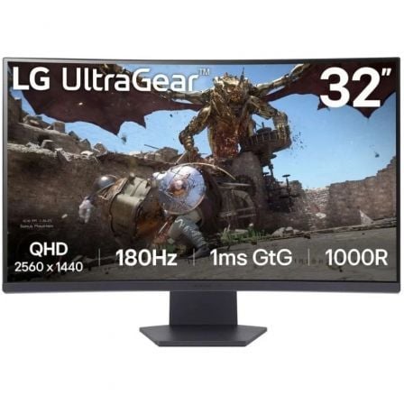 Monitor gaming curvo lg ultragear 32gs60qc-b 31.5"/ qhd/ 1ms/ 180hz/ va/ negro