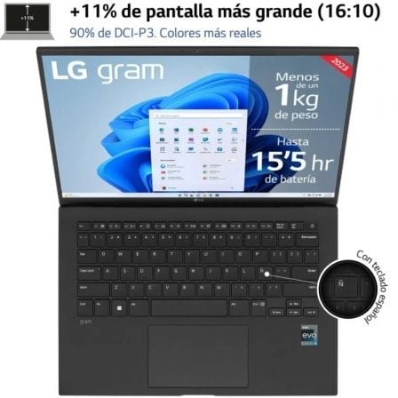 Portátil lg gram 14z90s-g.ad78b intel core ultra 7-155h/ 32gb/ 1tb ssd/ 14"/ win11