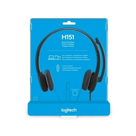 Auriculares logitech h151/ con micrófono/ jack 3.5/ negros