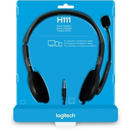 Auriculares logitech h111/ con micrófono/ jack 3.5/ negros