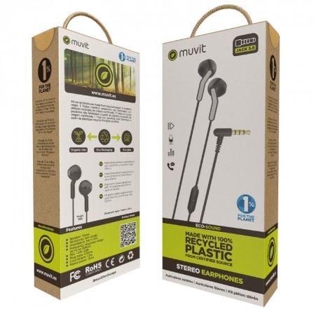 Auriculares intrauditivos muvit for change mchph0001/ con micrófono/ jack 3.5/ negros