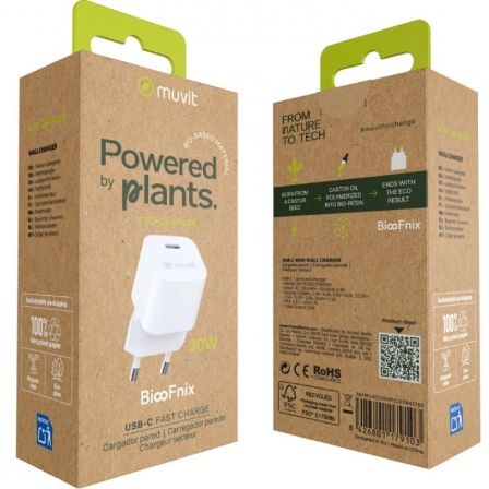 Cargador de pared muvit for change mcacc0047/ 1xusb tipo-c/ 30w