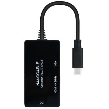 art_nan-adp-10-16-4301-all_2 Conversor nanocable 10.16.4301-all/ usb tipo-c macho - hdmi hembra - dvi-i hembra - vga hembra/ 20cm/ negro