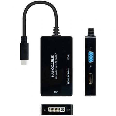 art_nan-adp-10-16-4301-all_3 Conversor nanocable 10.16.4301-all/ usb tipo-c macho - hdmi hembra - dvi-i hembra - vga hembra/ 20cm/ negro