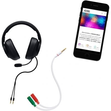 Cable estéreo nanocable 10.24.1201/ jack 3.5 macho - 2x jack 3.5 hembra/ 20cm/ blanco