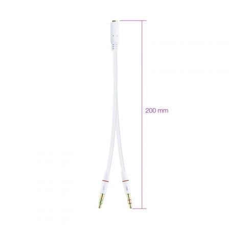 Cable estéreo nanocable 10.24.1203/ jack 3.5 hembra - 2x jack 3.5 macho/ 20cm/ blanco