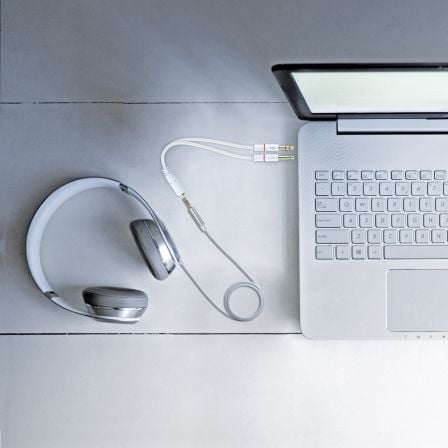 Cable estéreo nanocable 10.24.1203/ jack 3.5 hembra - 2x jack 3.5 macho/ 20cm/ blanco