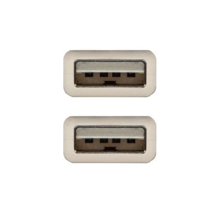 Cable USB 2.0 Nanocable 10.01.0302/ USB Macho - USB Macho/ 1m/ Beige