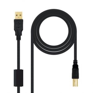 Cable usb 2.0 impresora nanocable 10.01.1205/ usb tipo-b macho - usb macho/ 5m/ negro