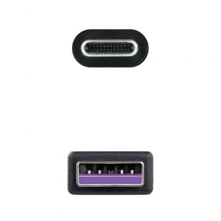 Cable USB 2.0 Nanocable 10.01.2101-L150/ USB Tipo-C Macho - USB Macho/ 480Mbps/ 1.5m/ Negro