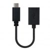 Cable usb 2.0 tipo-c nanocable 10.01.2400/ usb tipo-c macho - usb hembra/ 480mbps/ 15cm/ negro