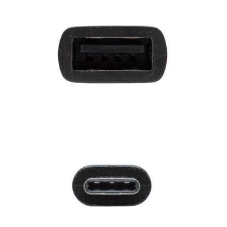 Cable usb 2.0 tipo-c nanocable 10.01.2400/ usb tipo-c macho - usb hembra/ 480mbps/ 15cm/ negro