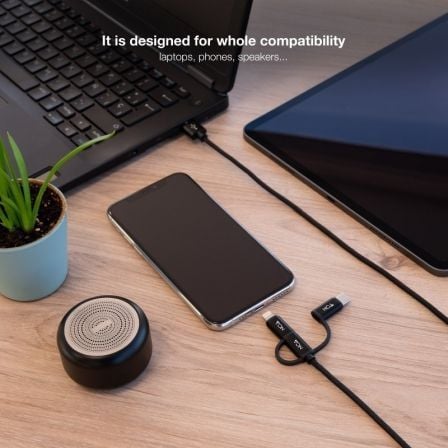 Cable usb 2.0 nanocable 10.01.3200/ lightning macho - micro usb macho/ usb tipo-c macho/ 480mbps/ 1m/ negro