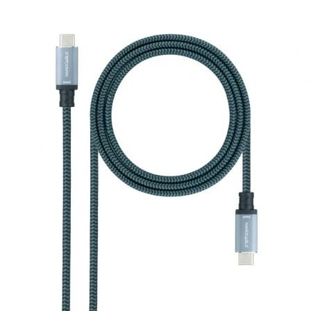 Cable usb 3.1 tipo-c nanocable 10.01.4101-comb/ usb tipo-c macho - usb tipo-c macho/ hasta 100w/ 10gbps/ 1m/ gris y negro
