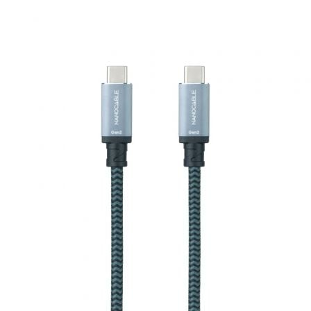 Cable usb 3.1 tipo-c nanocable 10.01.4101-l150-comb/ usb tipo-c macho - usb tipo-c macho/ hasta 100w/ 10gbps/ 1.5m/ gris y negro