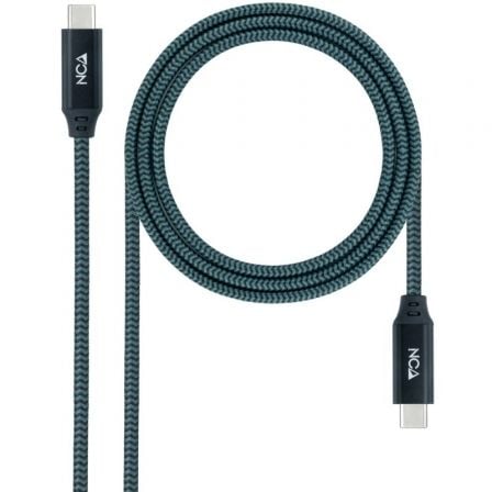 Cable usb 3.2 tipo-c nanocable 10.01.4302-comb/ usb tipo-c macho - usb tipo-c macho/ hasta 100w/ 20gbps/ 2m/ gris y negro