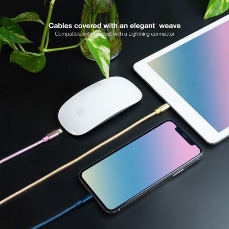 Cables usb 2.0 lightning nanocable 10.10.0401-co2/ usb macho - lightning macho/ 1m/ 3 unidades/ rosa, dorado, azul pacífico