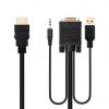 Cable conversor nanocable 10.15.4350/ hdmi macho - vga macho - jack 3.5 macho - usb macho/ 1.8m/ negro