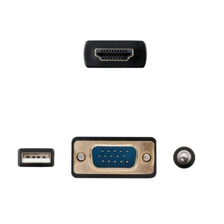 Cable conversor nanocable 10.15.4350/ hdmi macho - vga macho - jack 3.5 macho - usb macho/ 1.8m/ negro