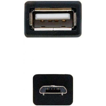 Cable usb 2.0 nanocable 10.01.3500/ microusb macho - usb hembra/ 15cm/ negro