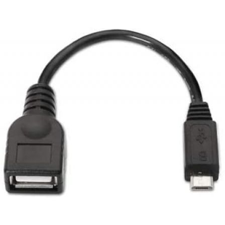 Cable usb 2.0 nanocable 10.01.3500/ microusb macho - usb hembra/ 15cm/ negro
