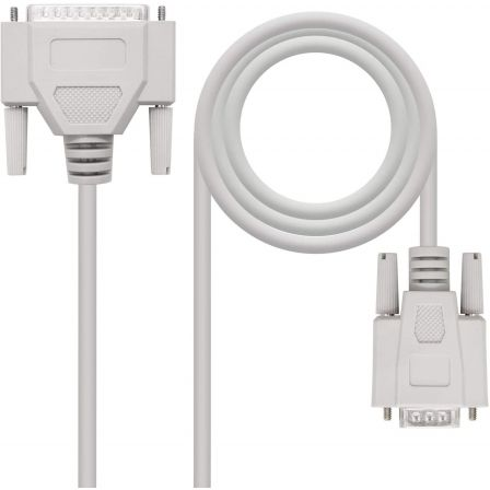 Cable serie null modem nanocable 10.14.0802/ db9 hembra - db25 macho/ 1.8m/ beige