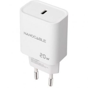 Cargador de pared nanocable 10.10.2005/ 1xusb tipo-c/ 20w/ blanco