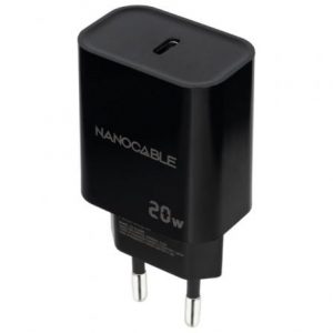 Cargador de pared nanocable 10.10.2006/ 1xusb tipo-c/ 20w/ negro