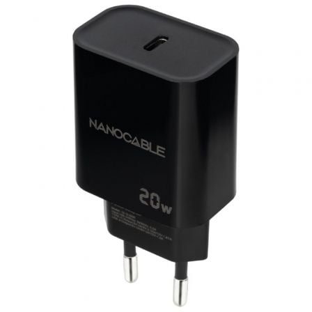 Cargador de pared nanocable 10.10.2006/ 1xusb tipo-c/ 20w/ negro