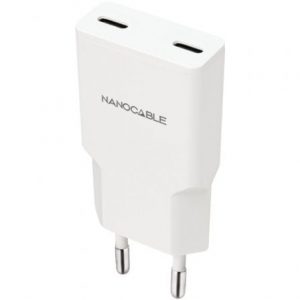 Cargador de pared nanocable 10.10.2023/ 2xusb tipo-c/ 20w/ blanco
