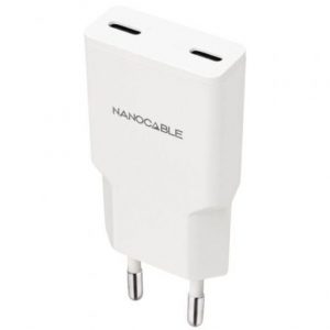 Cargador de pared nanocable 10.10.2029/ 2xusb tipo-c/ 30w/ blanco