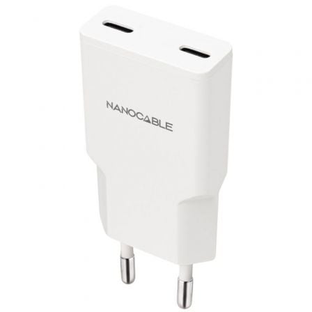 Cargador de pared nanocable 10.10.2029/ 2xusb tipo-c/ 30w/ blanco