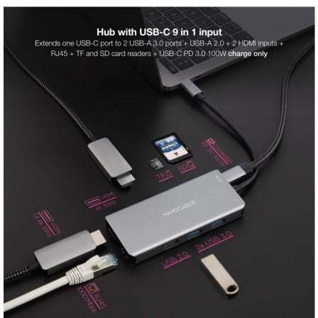 art_nan-hub-10-16-1009_3 Docking tipo-c nanocable 10.16.1009/ 3xusb/ 2xhdmi 4k/ 1xrj45/ 1xlector tarjetas/ 1xusb tipo-c pd/ gris