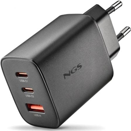 Cargador de Pared GaN NGS Era 65W/ 2xUSB Tipo-C/ 1xUSB/ 65W