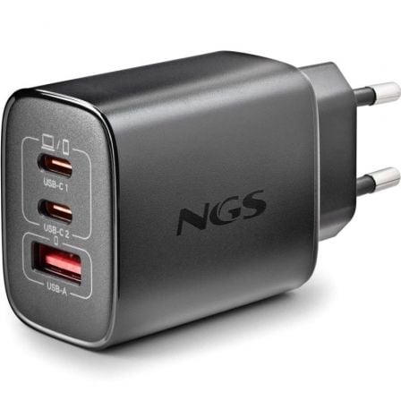 Cargador de Pared GaN NGS Era 65W/ 2xUSB Tipo-C/ 1xUSB/ 65W