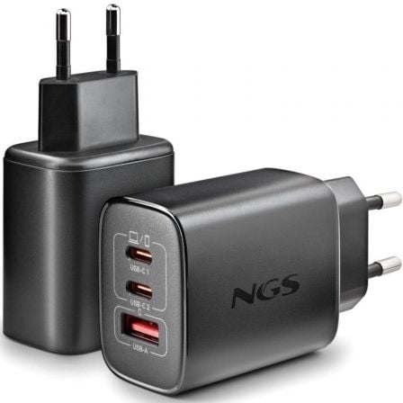 Cargador de Pared GaN NGS Era 65W/ 2xUSB Tipo-C/ 1xUSB/ 65W